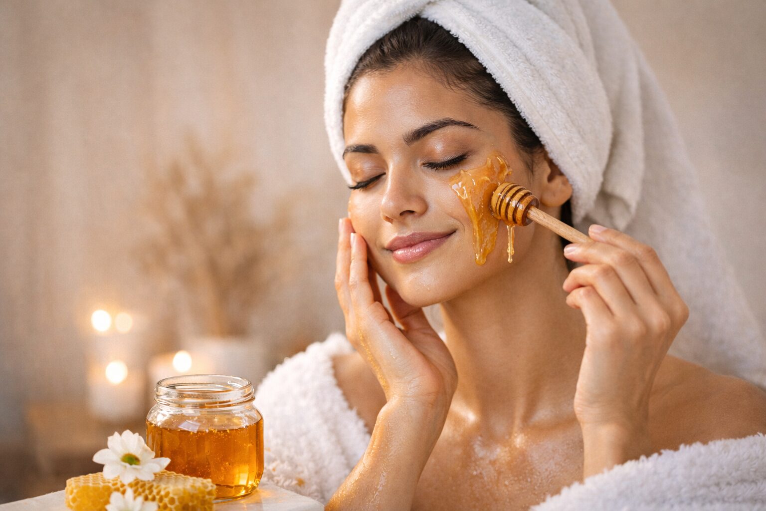 Winter Skin Care Tips – Applying raw honey for natural winter skin hydration and glow